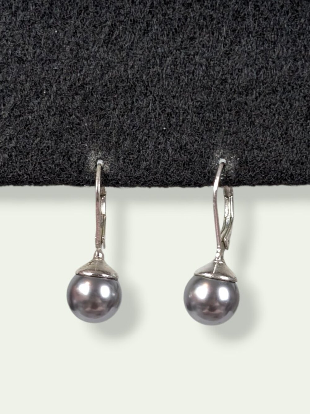 Vintage Silver Metallic Dangling Faux Pearl Earrings